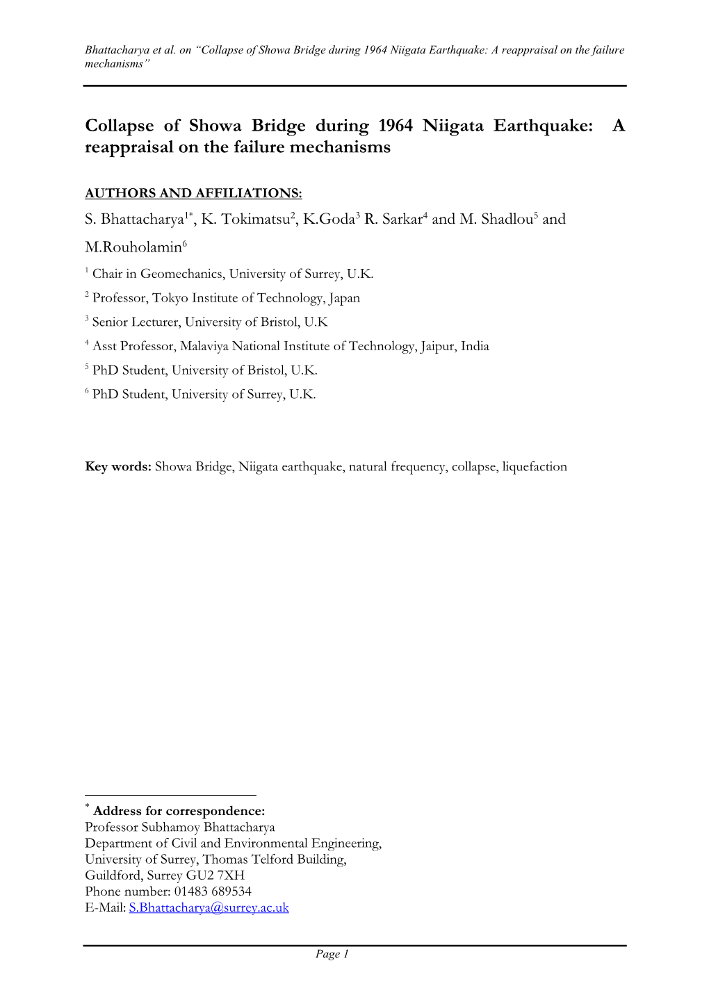 Collapse of Showa Bridge During 1964 Niigata Earthquake: a Reappraisal on the Failure Mechanisms”