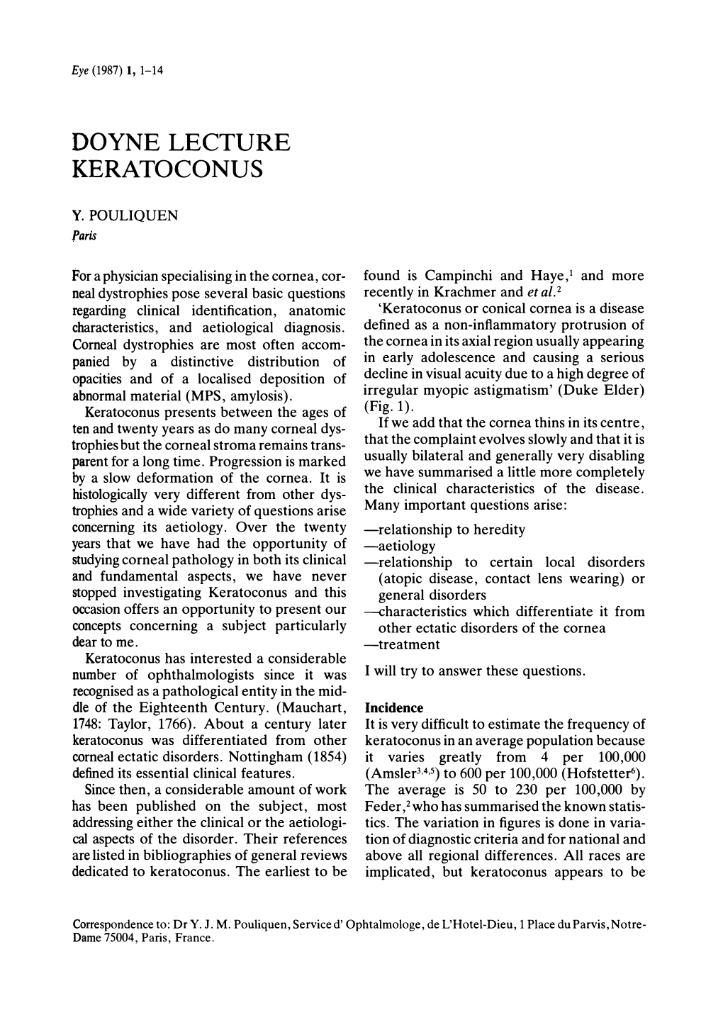 Doyne Lecture Keratoconus