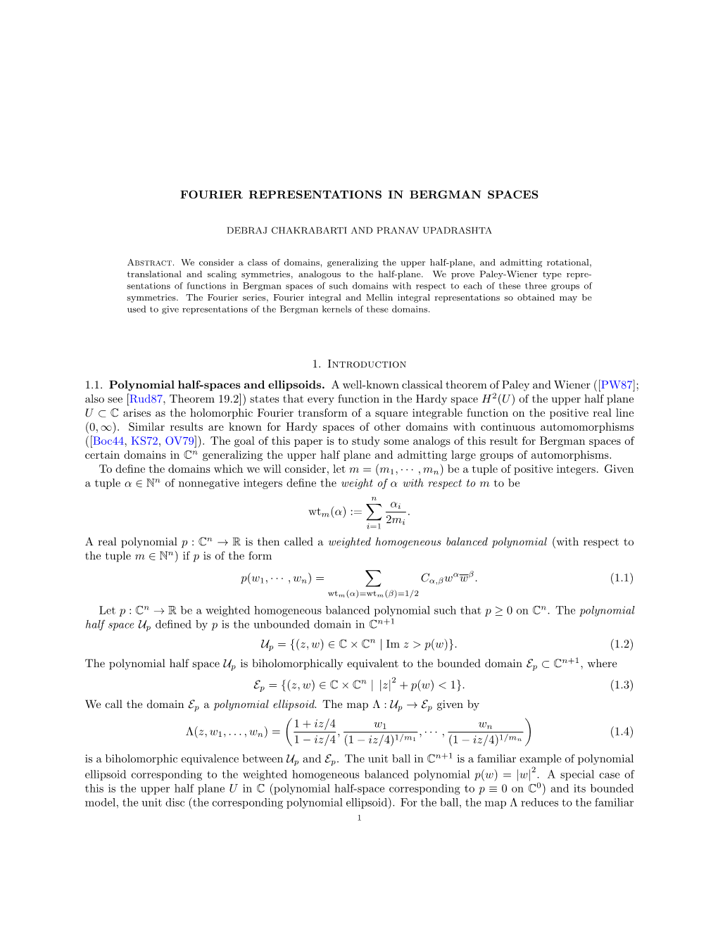Fourier Representations in Bergman Spaces