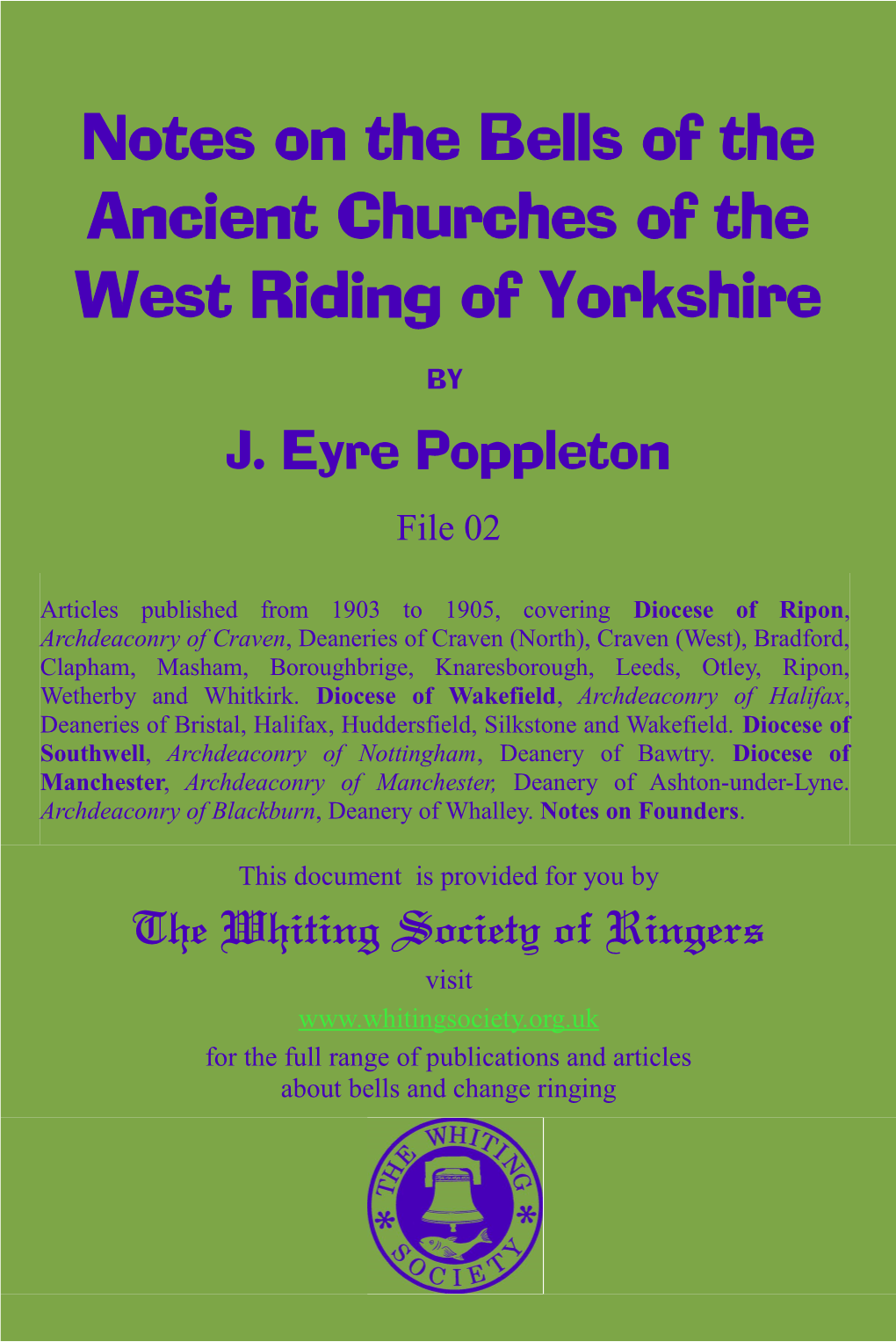 Notes on the Bells of the Ancient Churches of the West Riding of Yorkshire