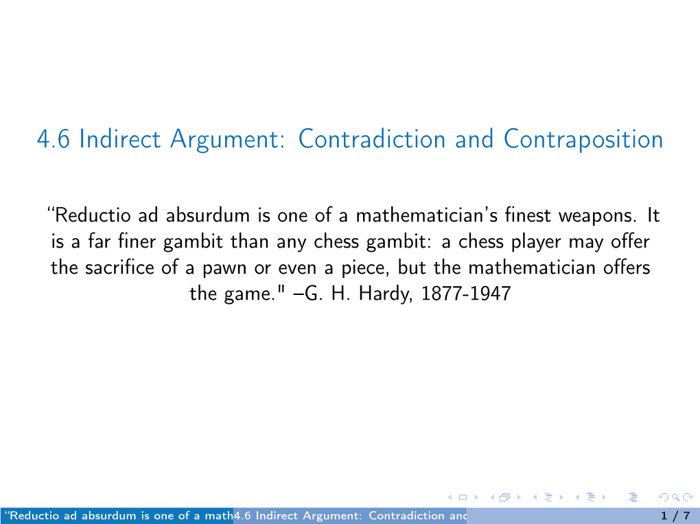 4.6 Indirect Argument: Contradiction and Contraposition