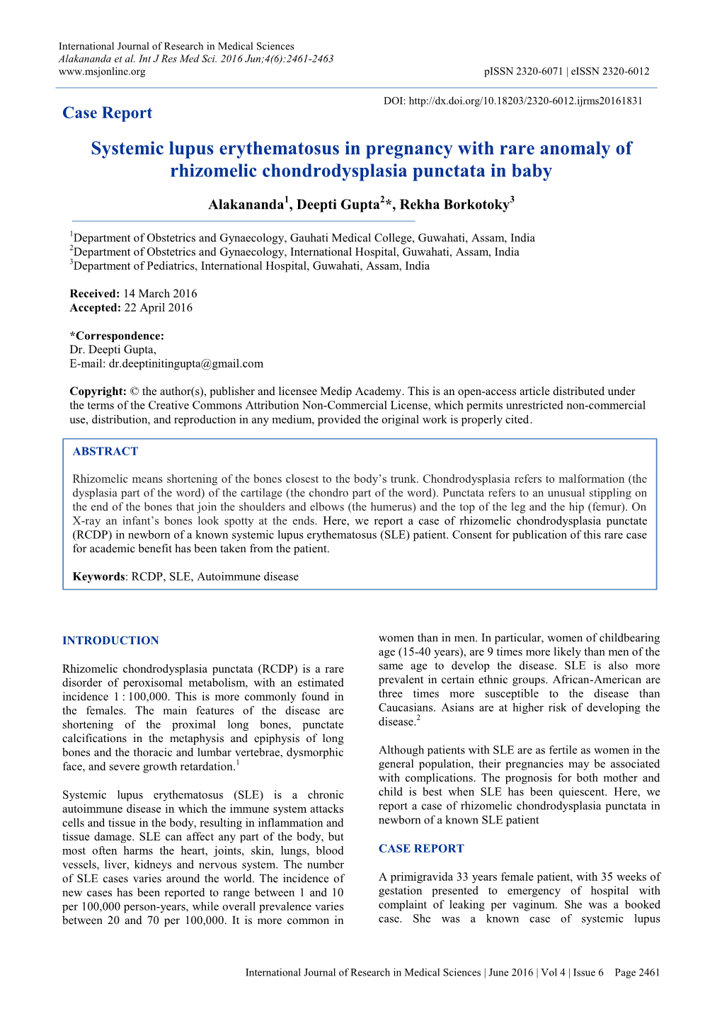 Systemic Lupus Erythematosus in Pregnancy with Rare Anomaly of Rhizomelic Chondrodysplasia Punctata in Baby