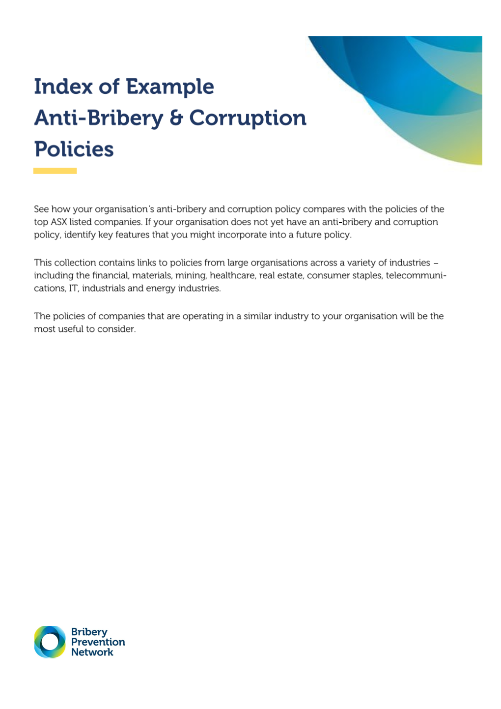 Anti-Bribery and Corruption Policies From