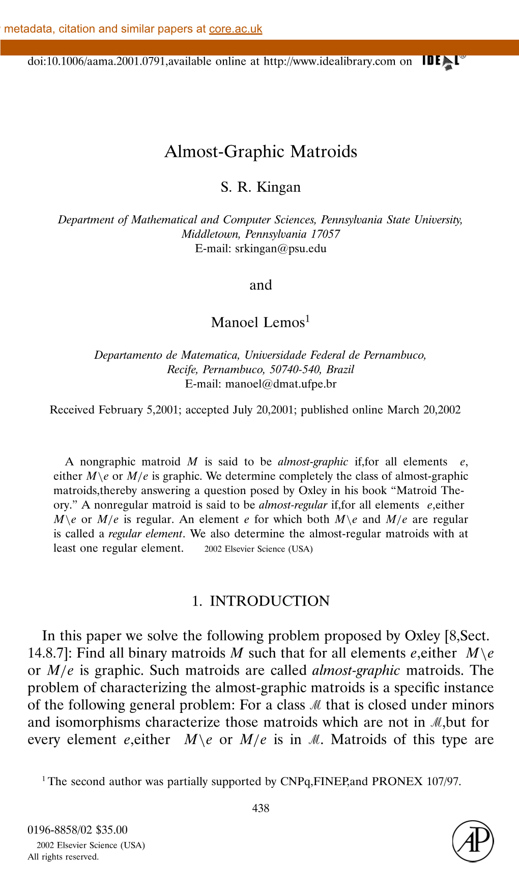 Almost-Graphic Matroids