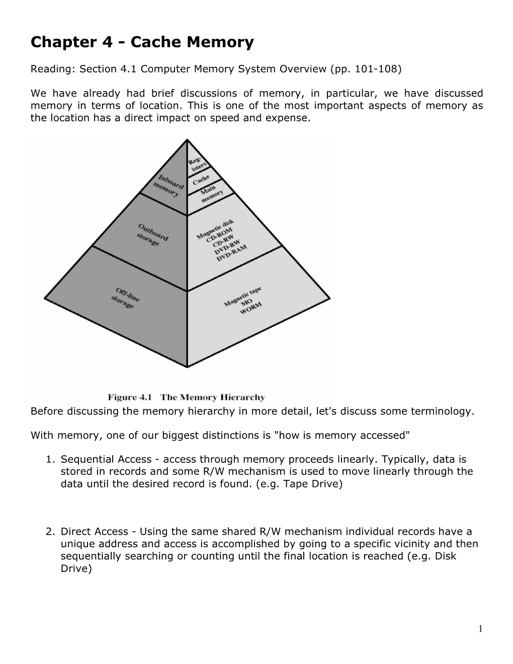 Chapter 4 - Cache Memory