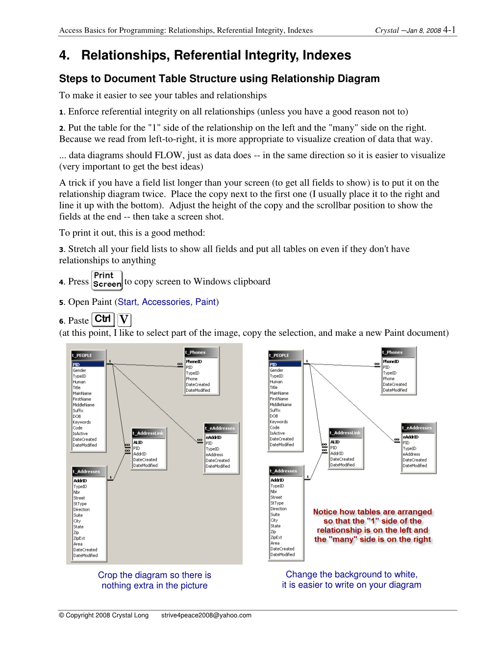 Relationships, Referential Integrity, Indexes Crystal –Jan 8, 2008 4-1