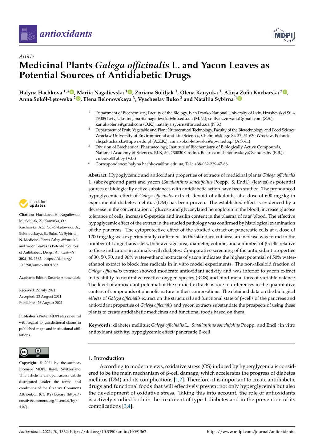 Medicinal Plants Galega Officinalis L. and Yacon Leaves As Potential