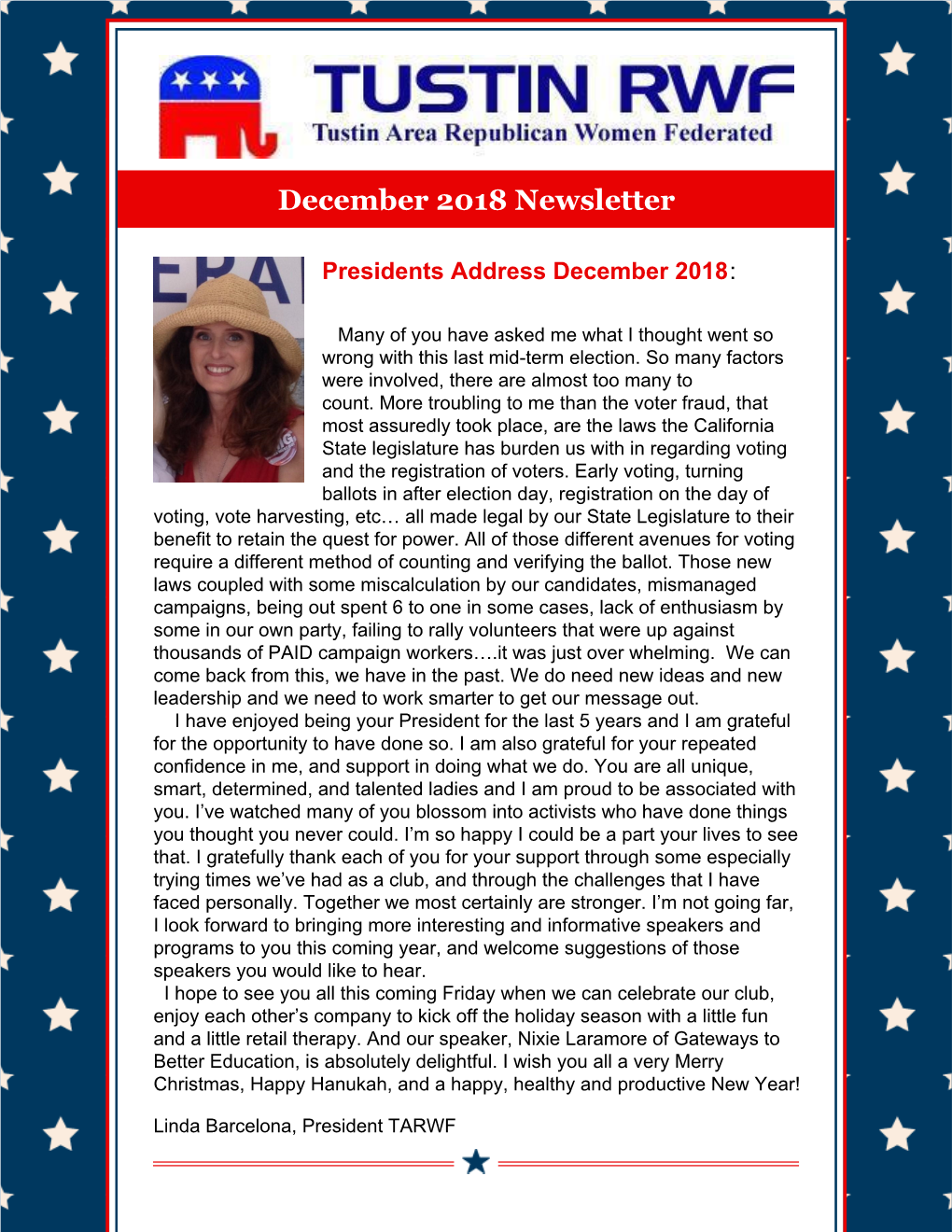 December 2018 Newsletter