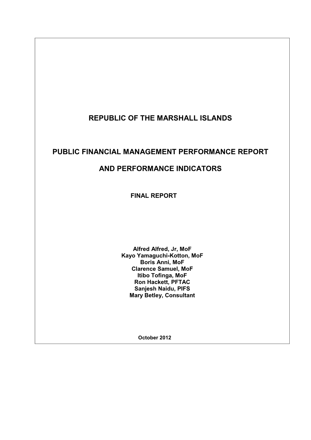 Republic of the Marshall Islands Public Financial