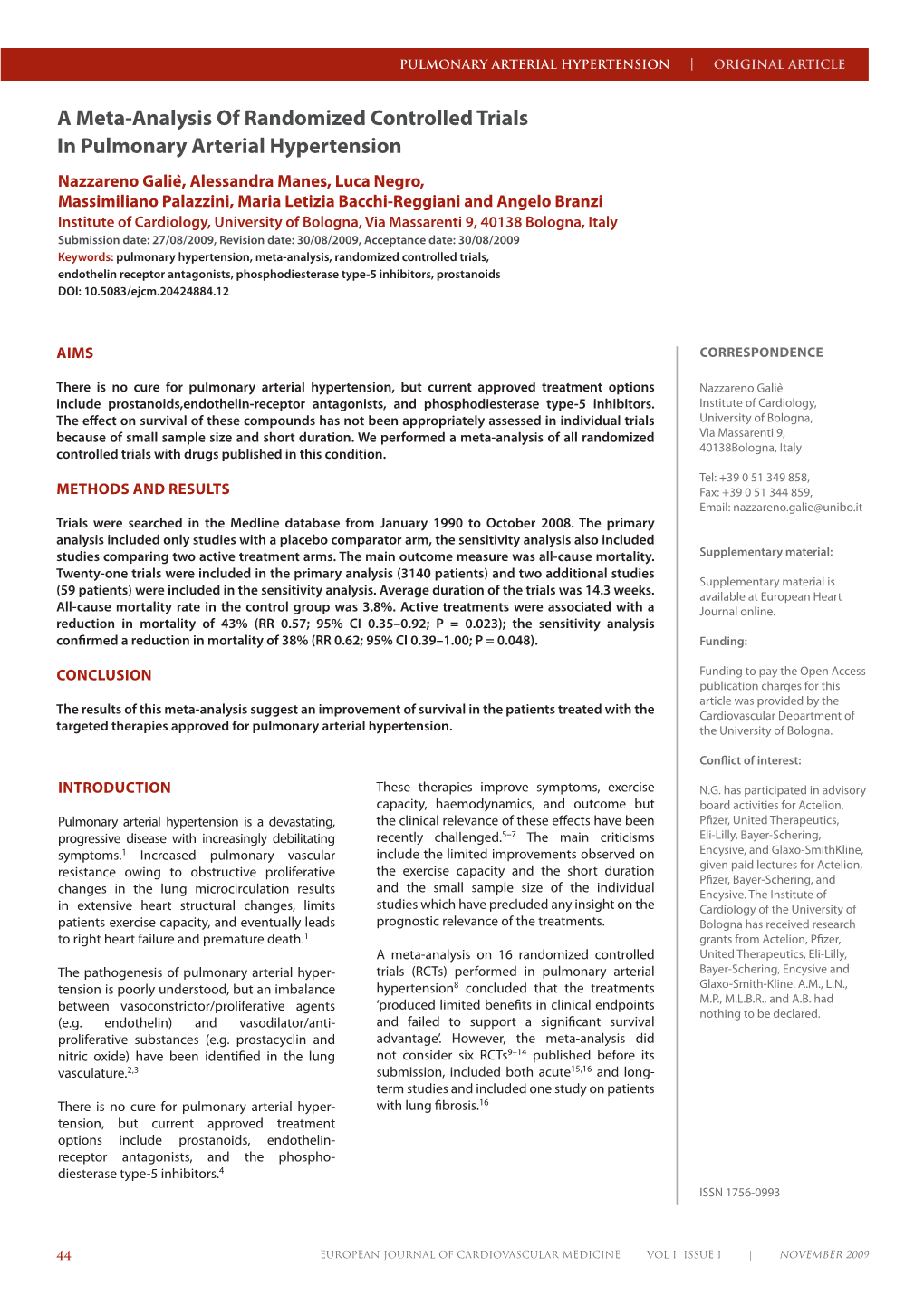 A Meta-Analysis of Randomized Controlled Trials in Pulmonary