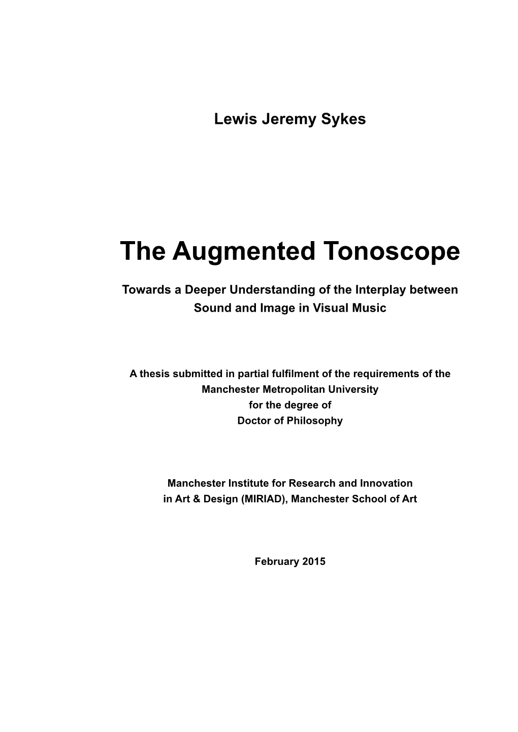 Lewis Jeremy Sykes the Augmented Tonoscope