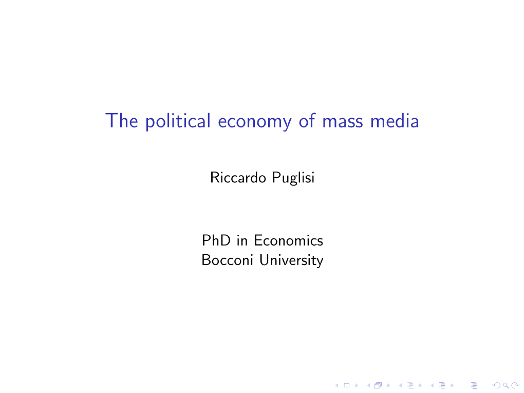 The Political Economy of Mass Media