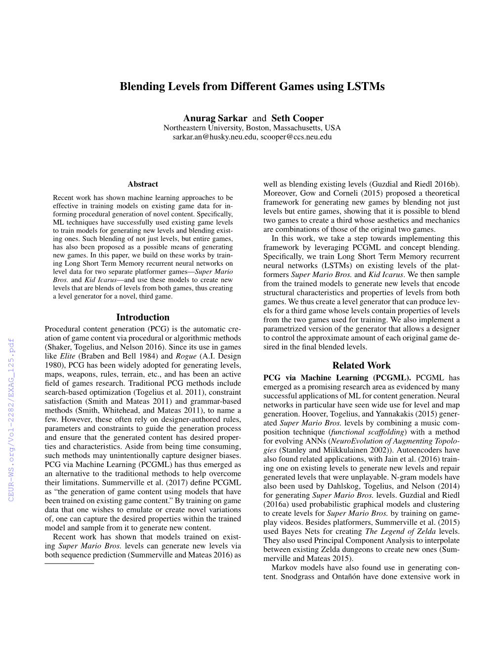 Blending Levels from Different Games Using Lstms