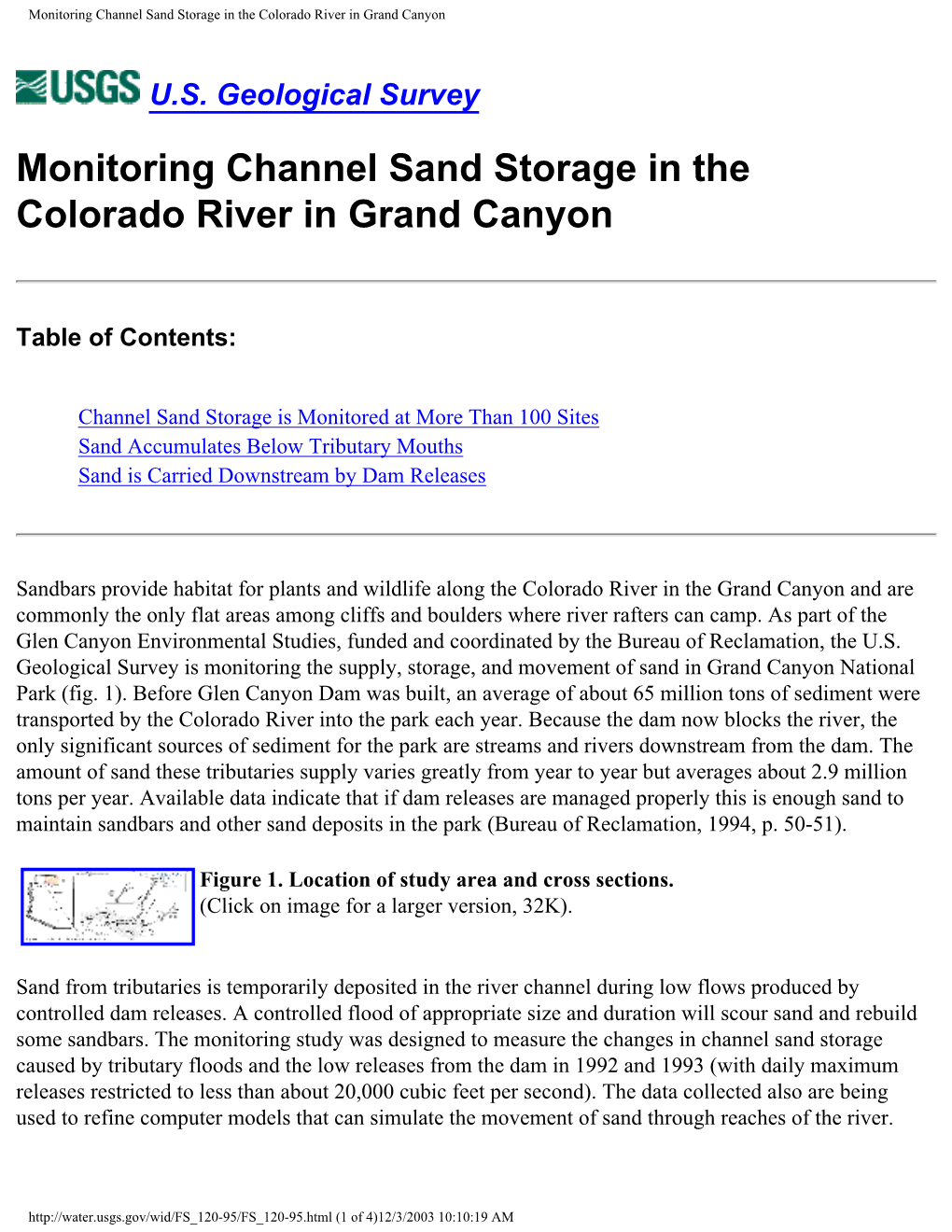 Monitoring Channel Sand Storage in the Colorado River in Grand Canyon