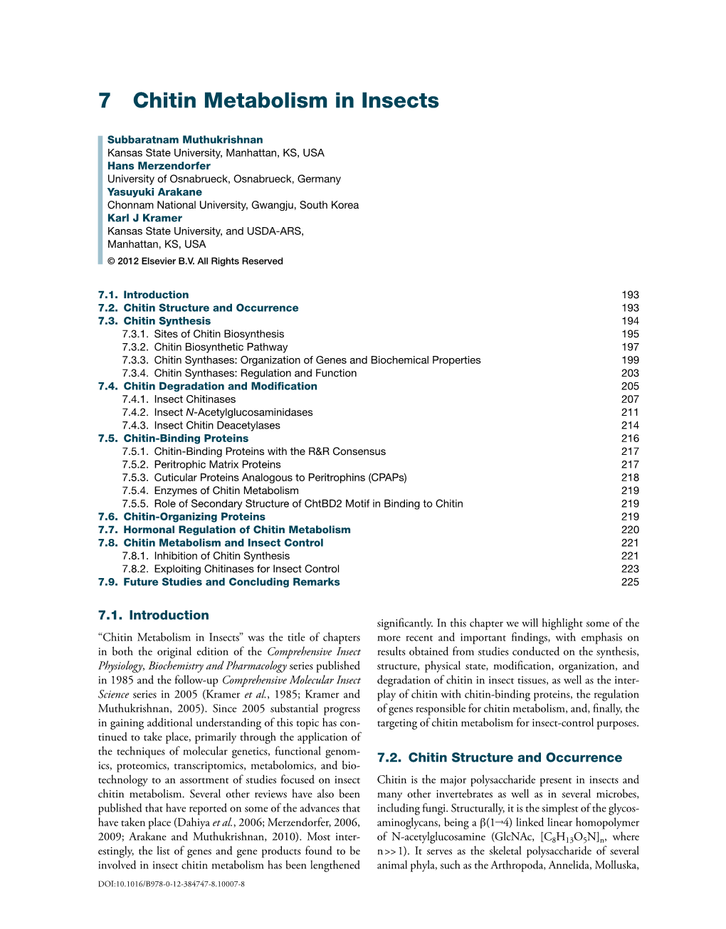 Chitin Metabolism in Insects