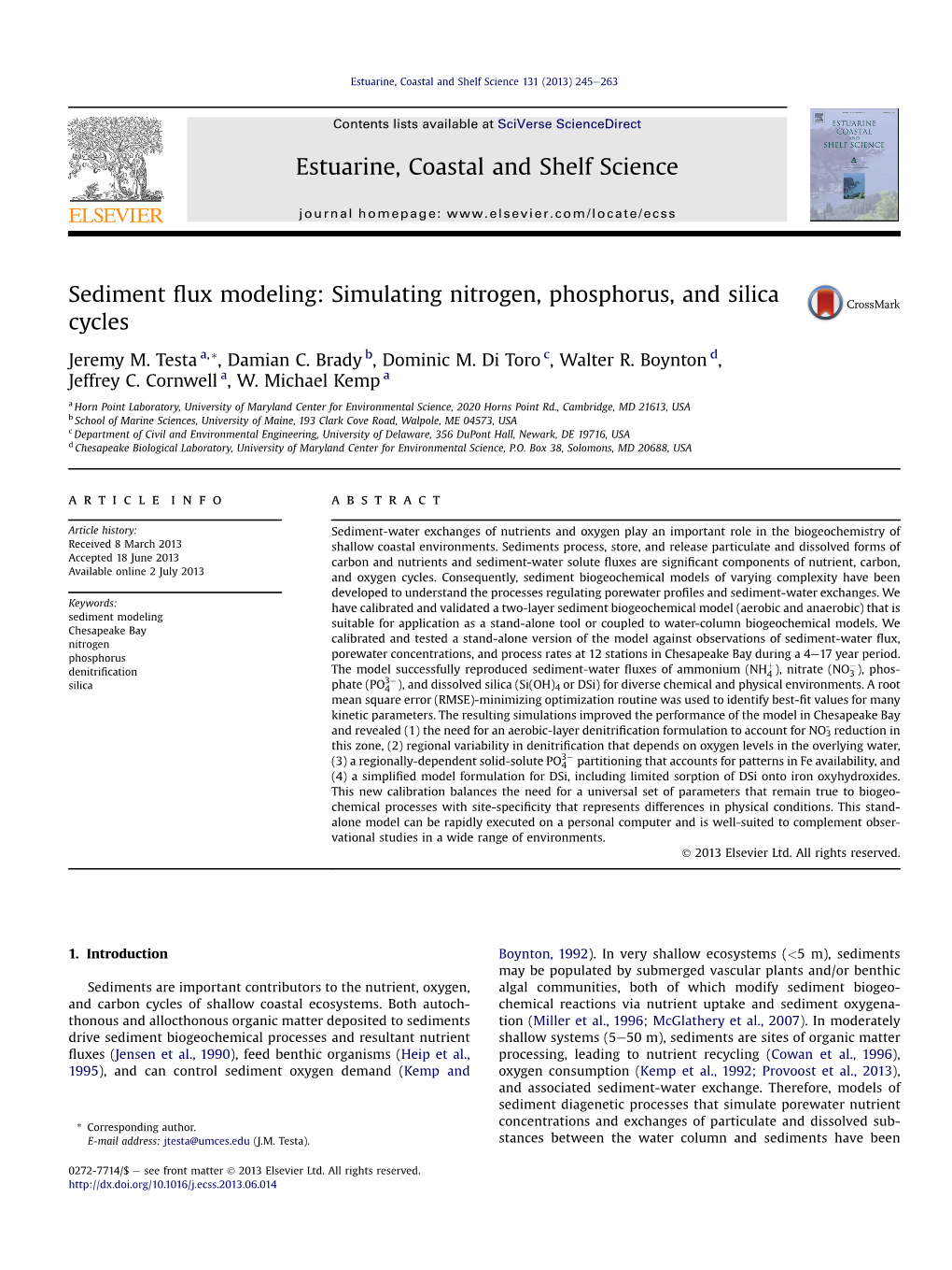 Sediment Flux Modeling