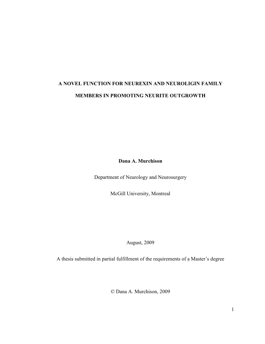 1 a Novel Function for Neurexin and Neuroligin