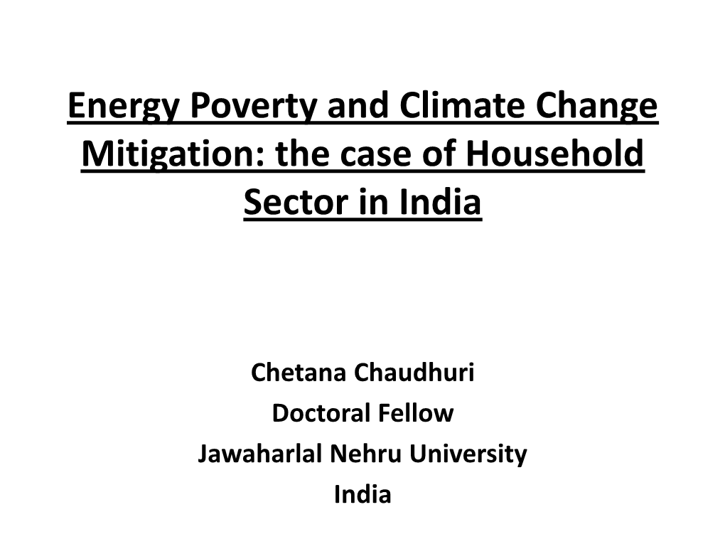 Energy Poverty and Climate Change Mitigation: the Case of Household Sector in India