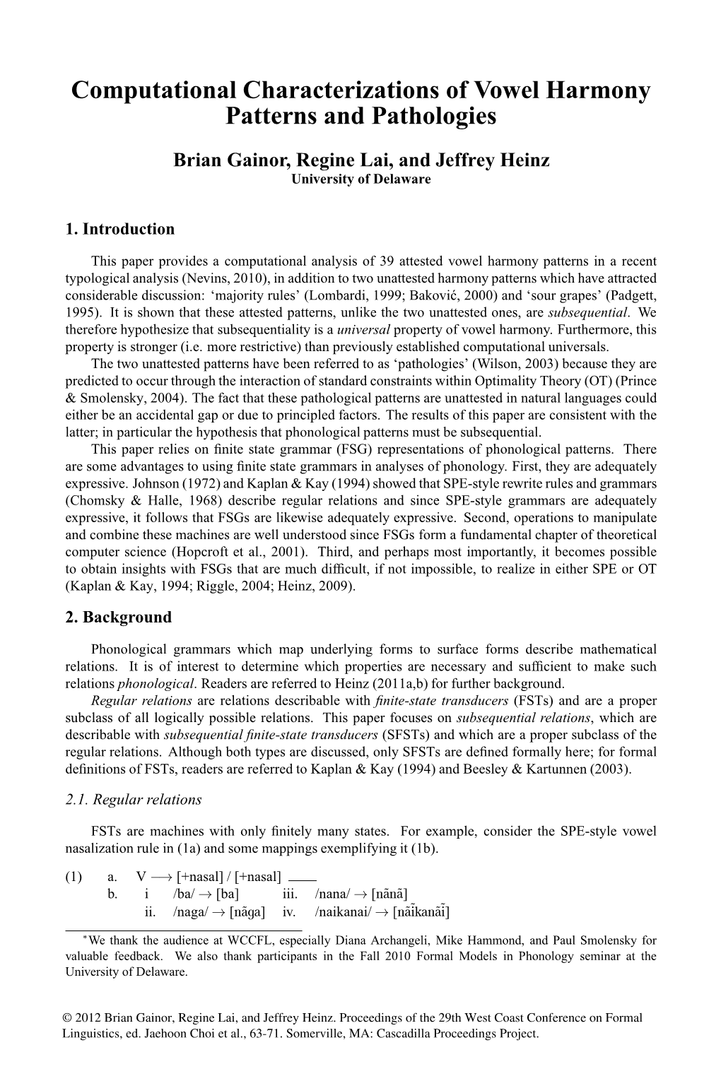 Computational Characterizations of Vowel Harmony Patterns and Pathologies