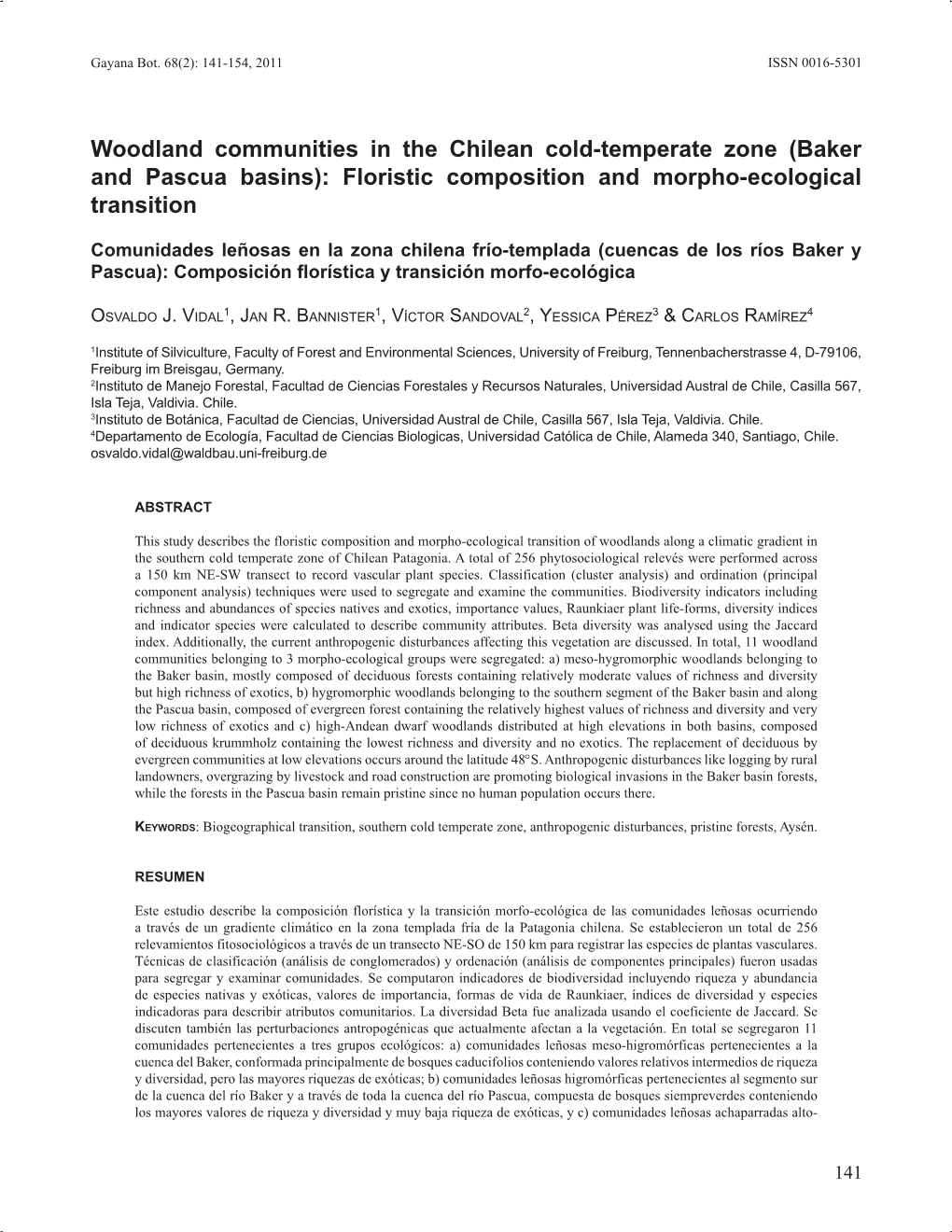 Woodland Communities in the Chilean Cold-Temperate Zone (Baker and Pascua Basins): Floristic Composition and Morpho-Ecological Transition