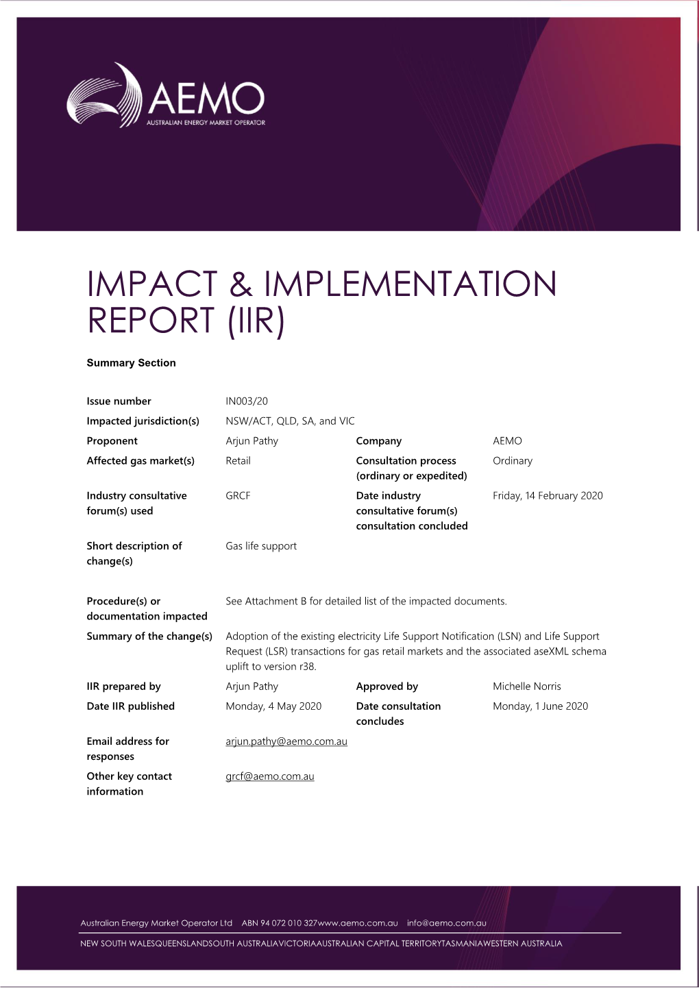 Impact & Implementation Report (Iir)