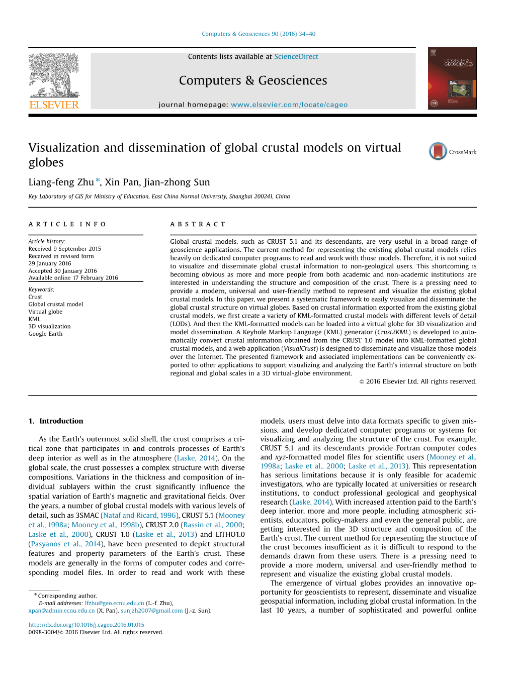 Visualization and Dissemination of Global Crustal Models on Virtual Globes