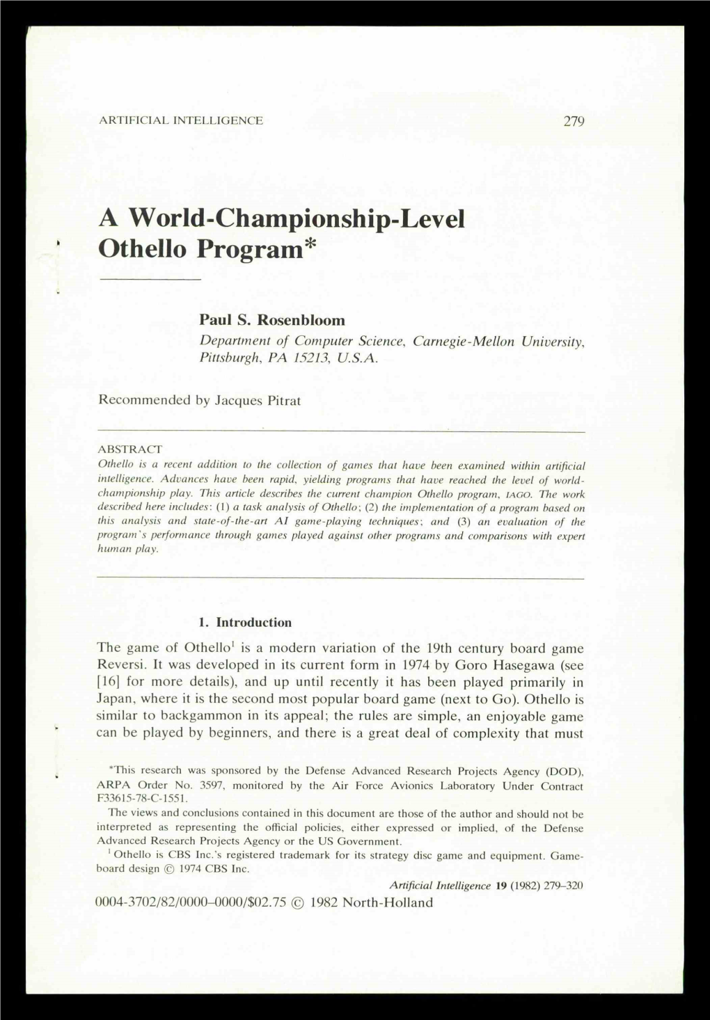 A World-Championship-Level » Othello Program*