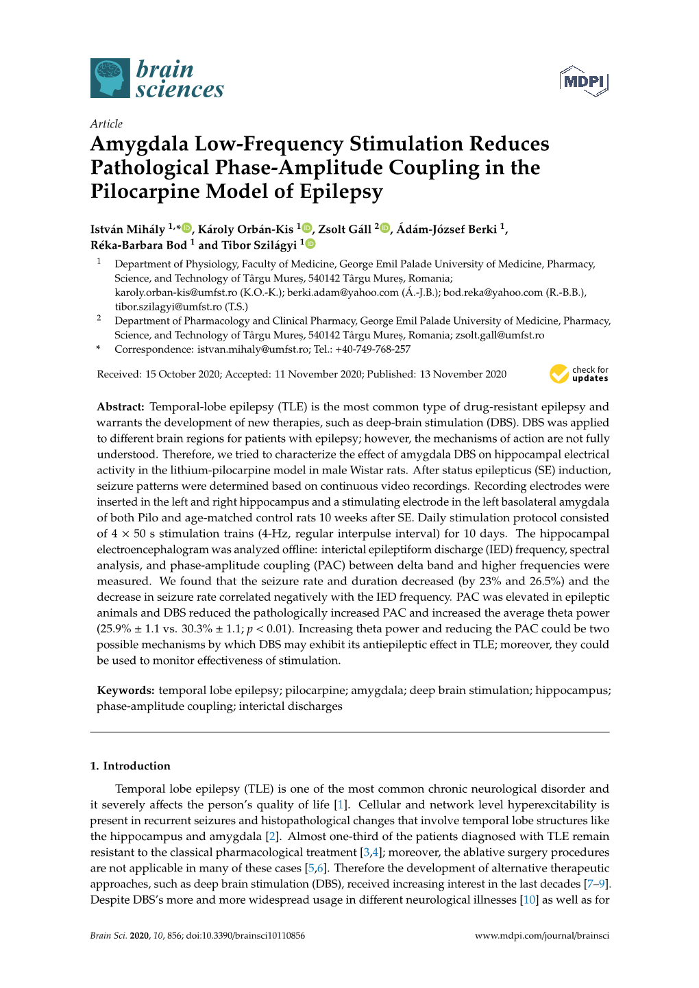 Amygdala Low-Frequency Stimulation Reduces Pathological Phase-Amplitude Coupling in the Pilocarpine Model of Epilepsy