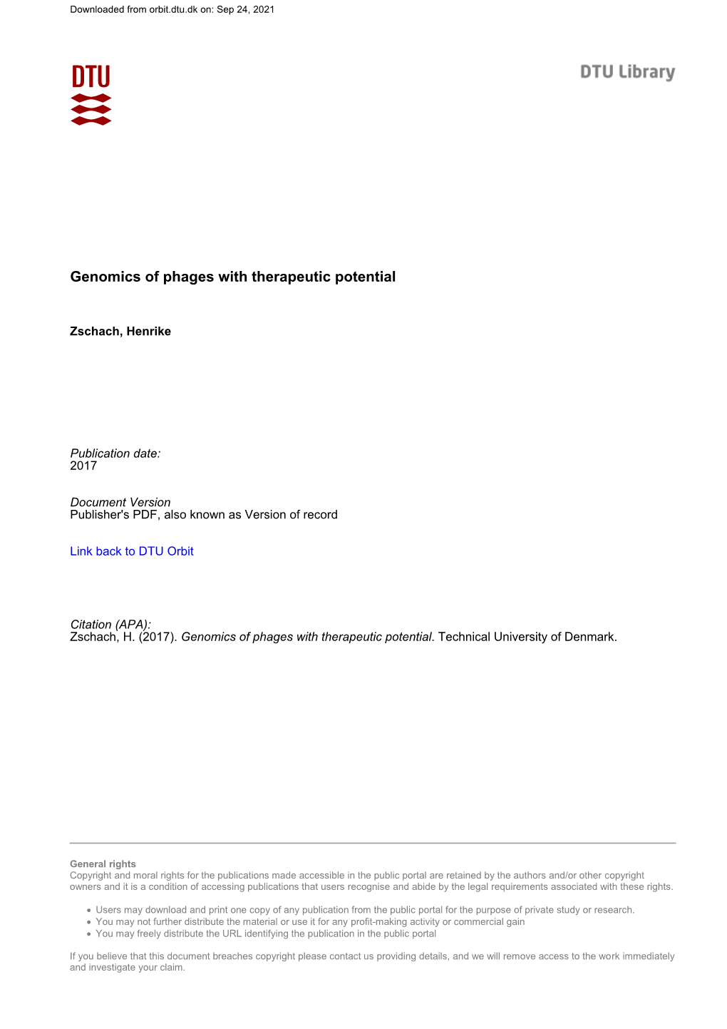 Genomics of Phages with Therapeutic Potential