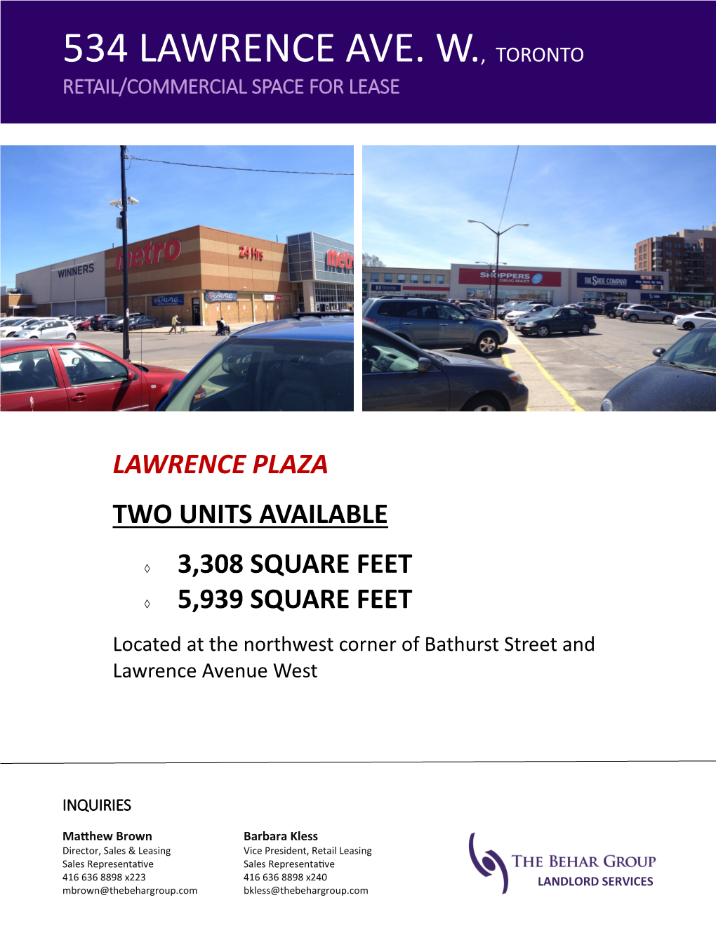 534 Lawrence Ave. W., Toronto Retail/Commercial Space for Lease