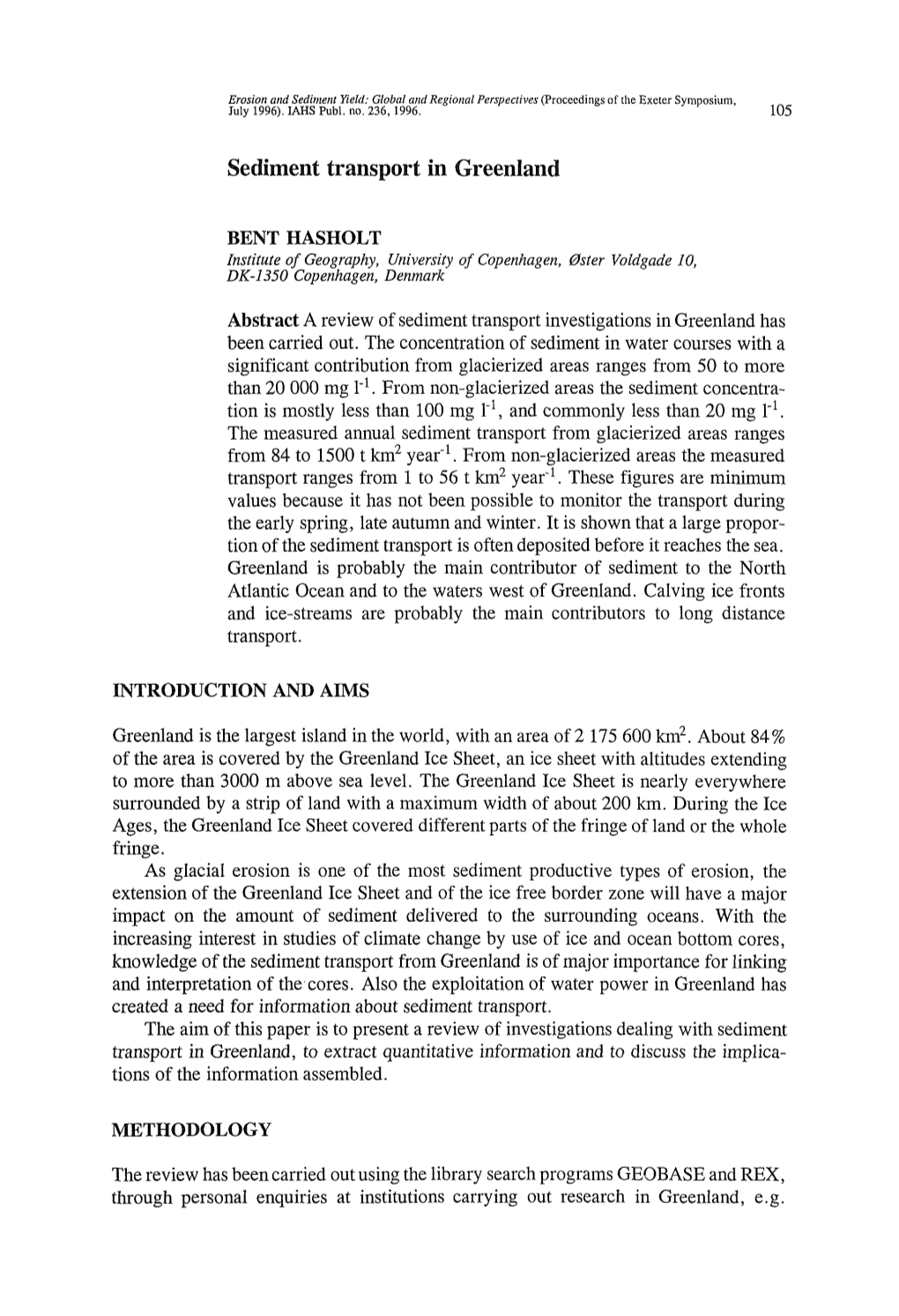 Sediment Transport in Greenland