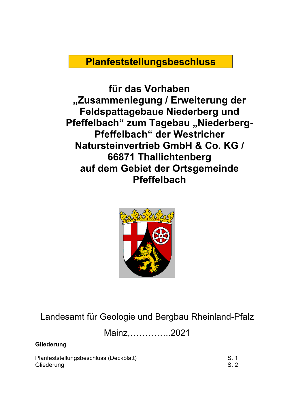 Planfeststellungsbeschluss Für Das Vorhaben