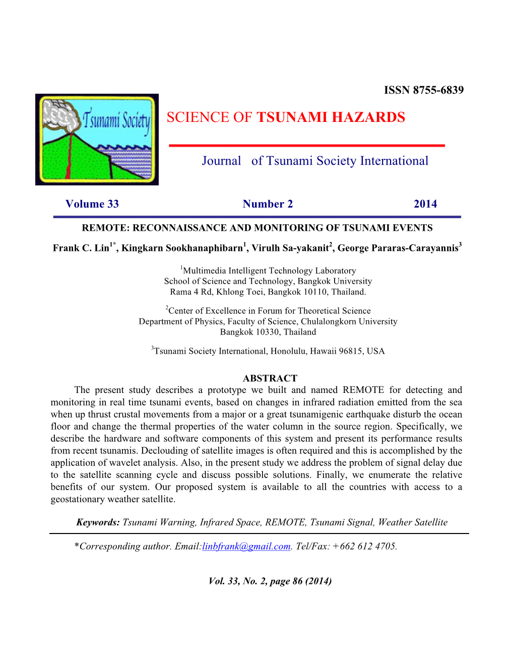 Science of Tsunami Hazards