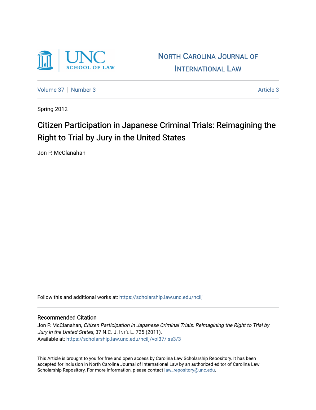 Citizen Participation in Japanese Criminal Trials: Reimagining the Right to Trial by Jury in the United States