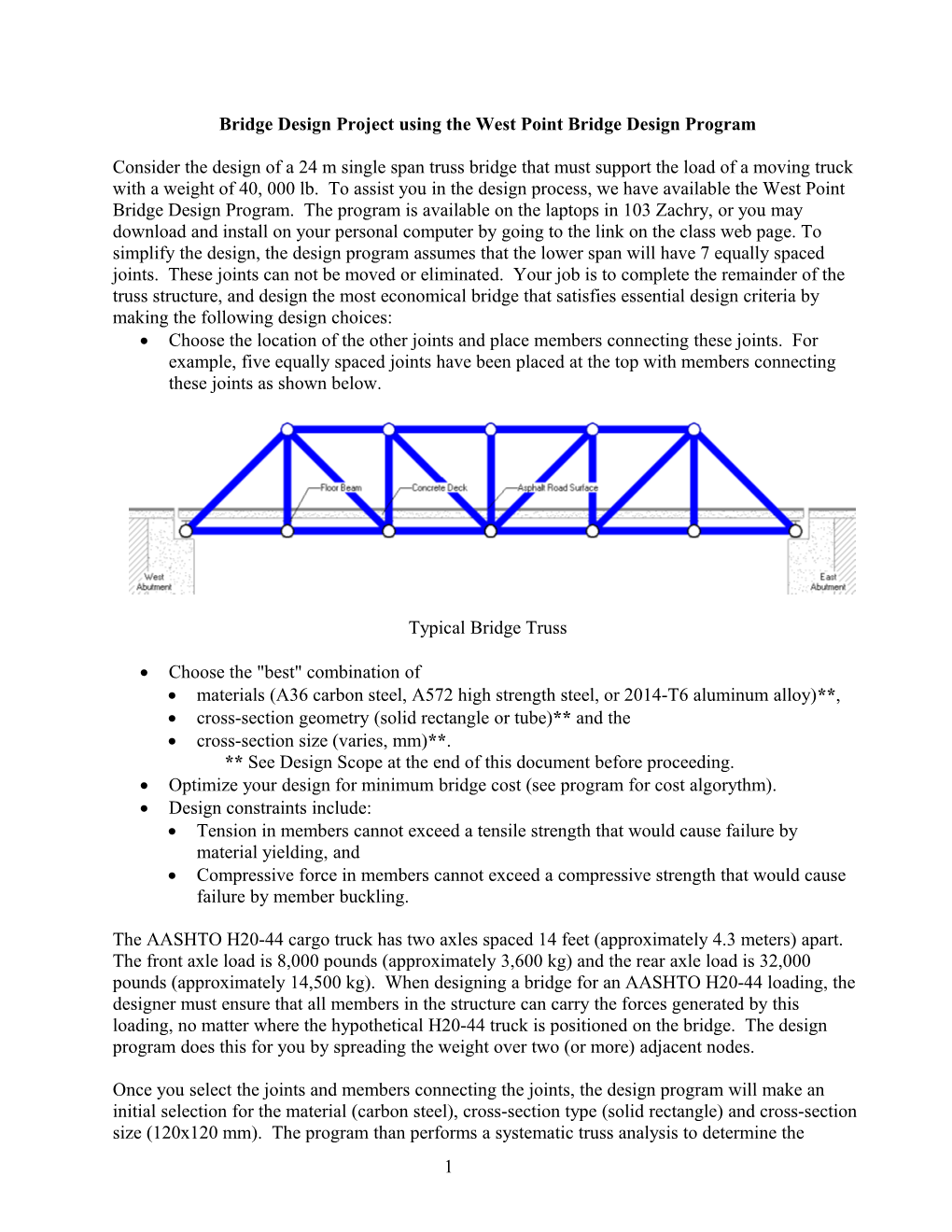 Bridge Design Project Using the West Point Bridge Design Program