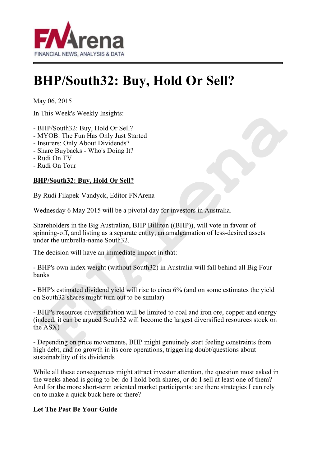 BHP/South32: Buy, Hold Or Sell?