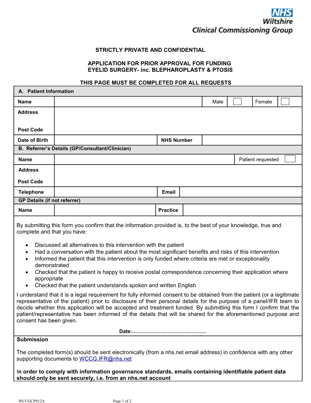 Application for Prior Approval for Funding for Abdominoplasty and Removal of Loose Skin s1