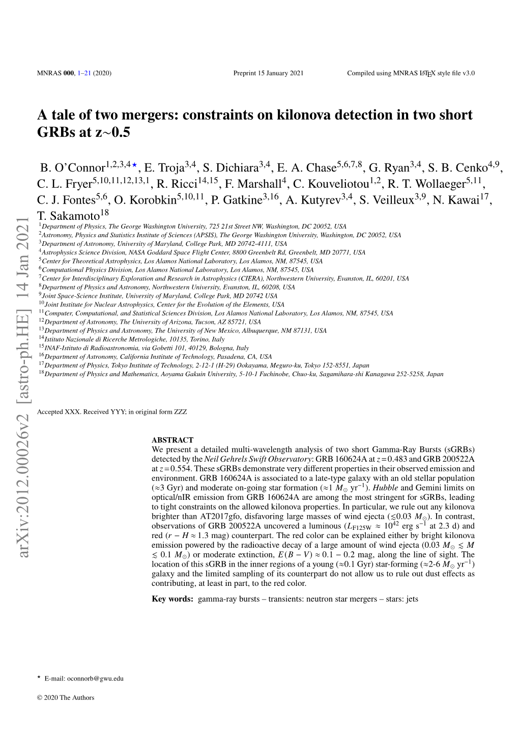 Constraints on Kilonova Detection in Two Short Grbs at Z∼0.5