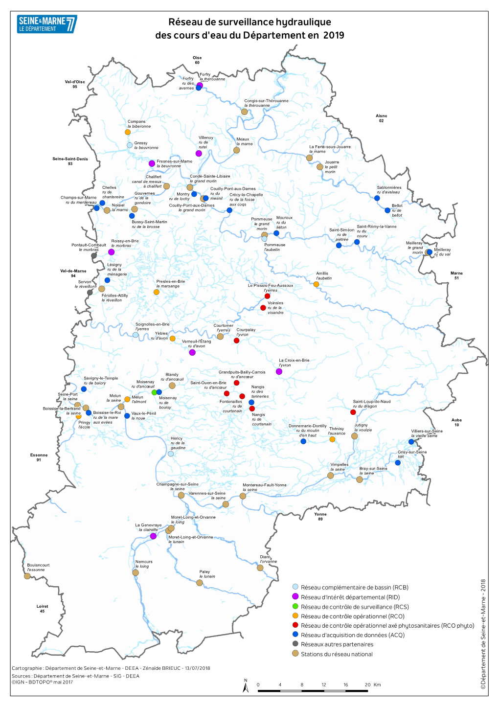 Réseau De Surveillance Hydraulique Des Cours D'eau Du Département En 2019