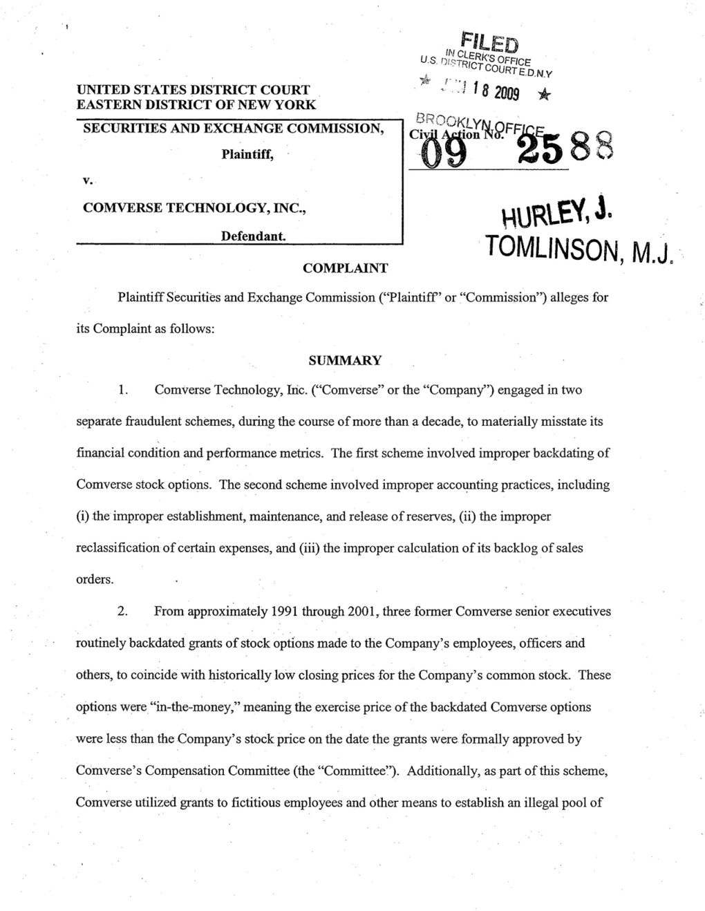 Complaint: Comverse Technology, Inc