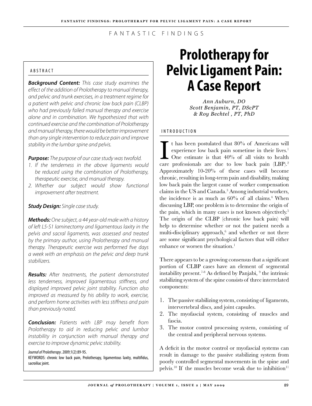 Prolotherapy for Pelvic Ligament Pain: a Case Report