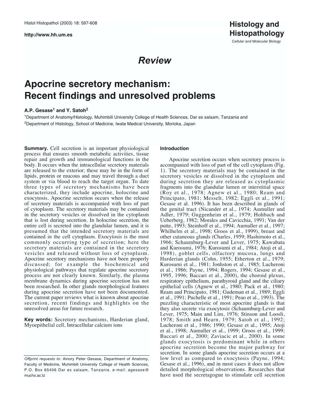 Review Apocrine Secretory Mechanism