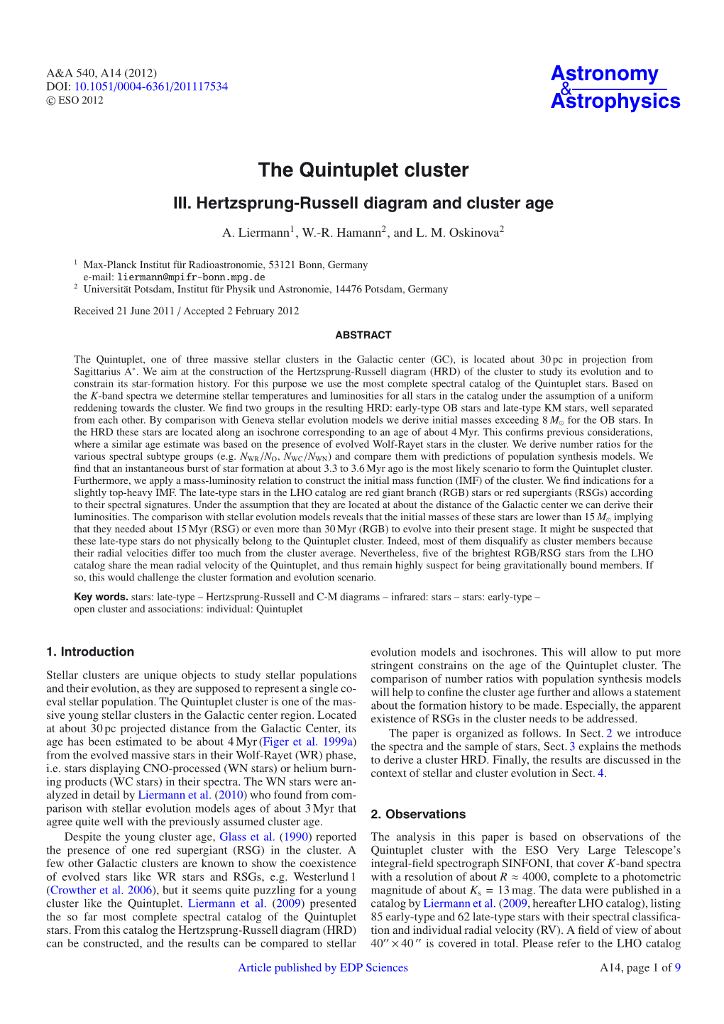 The Quintuplet Cluster III