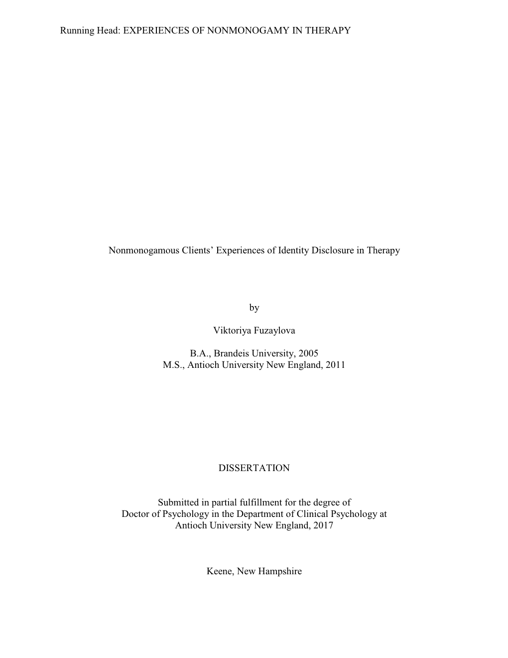 Nonmonogamous Clients' Experiences of Identity Disclosure