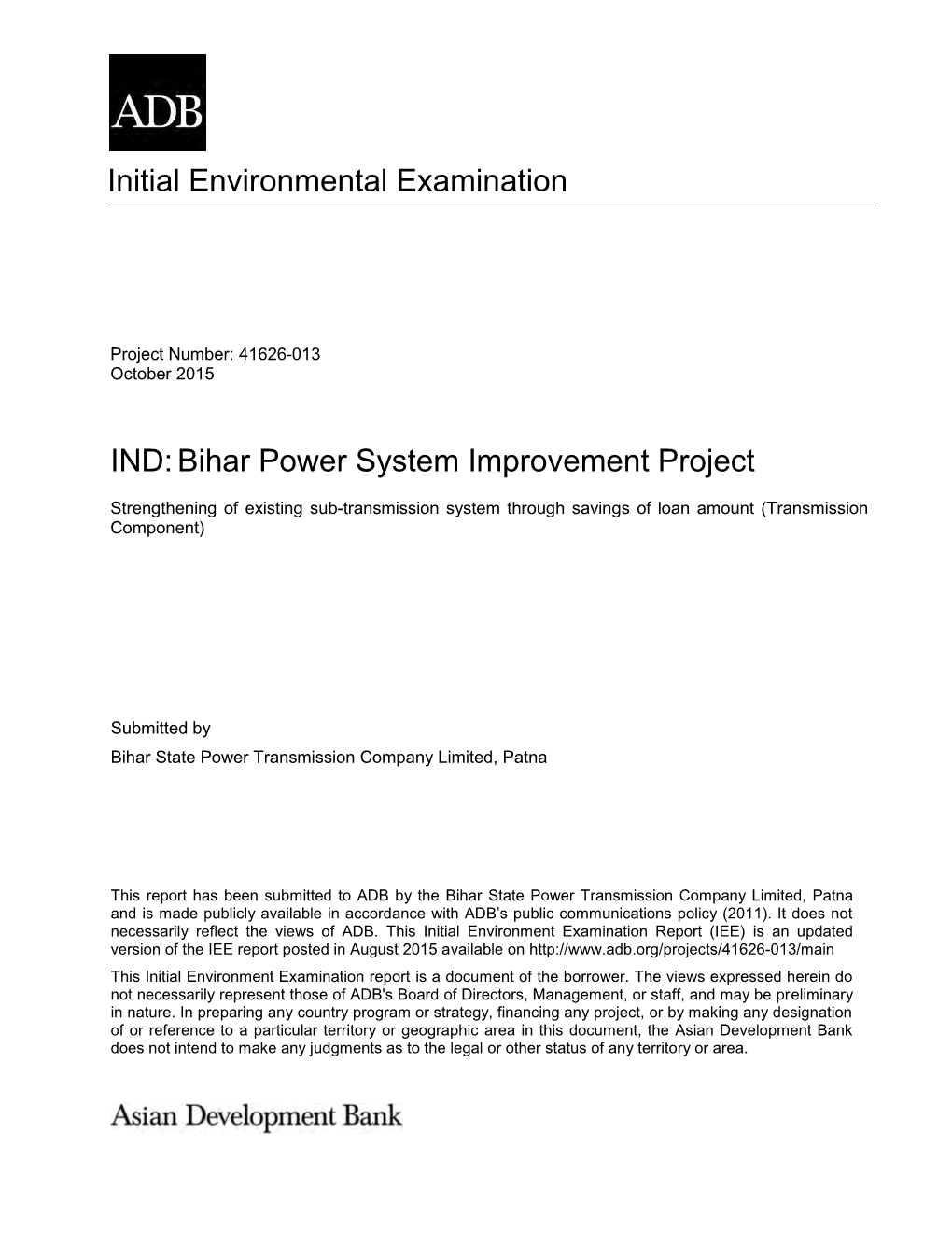 41626-013: Strengthening of Existing Sub-Transmission System Through Savings of Loan Amount