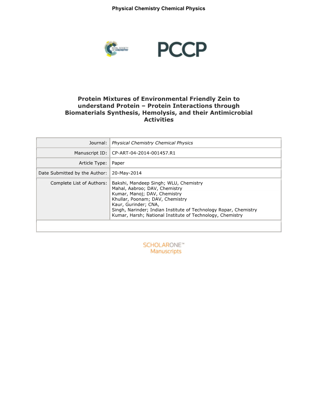 Protein Mixtures of Environmental Friendly Zein to Understand Protein