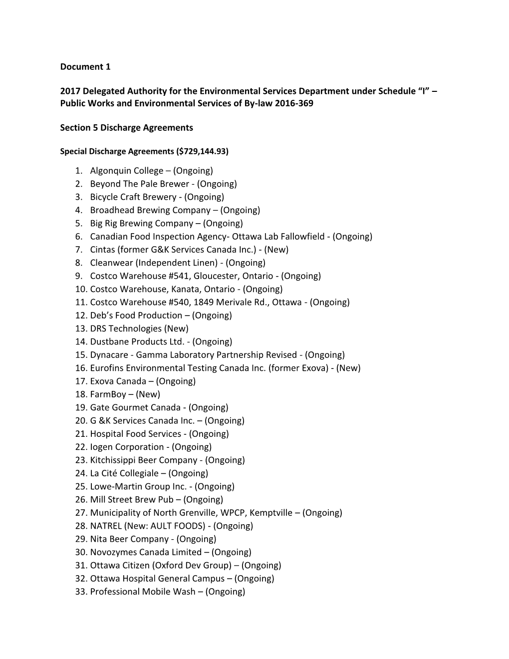 Public Works and Environmental Services of By-Law 2016-369