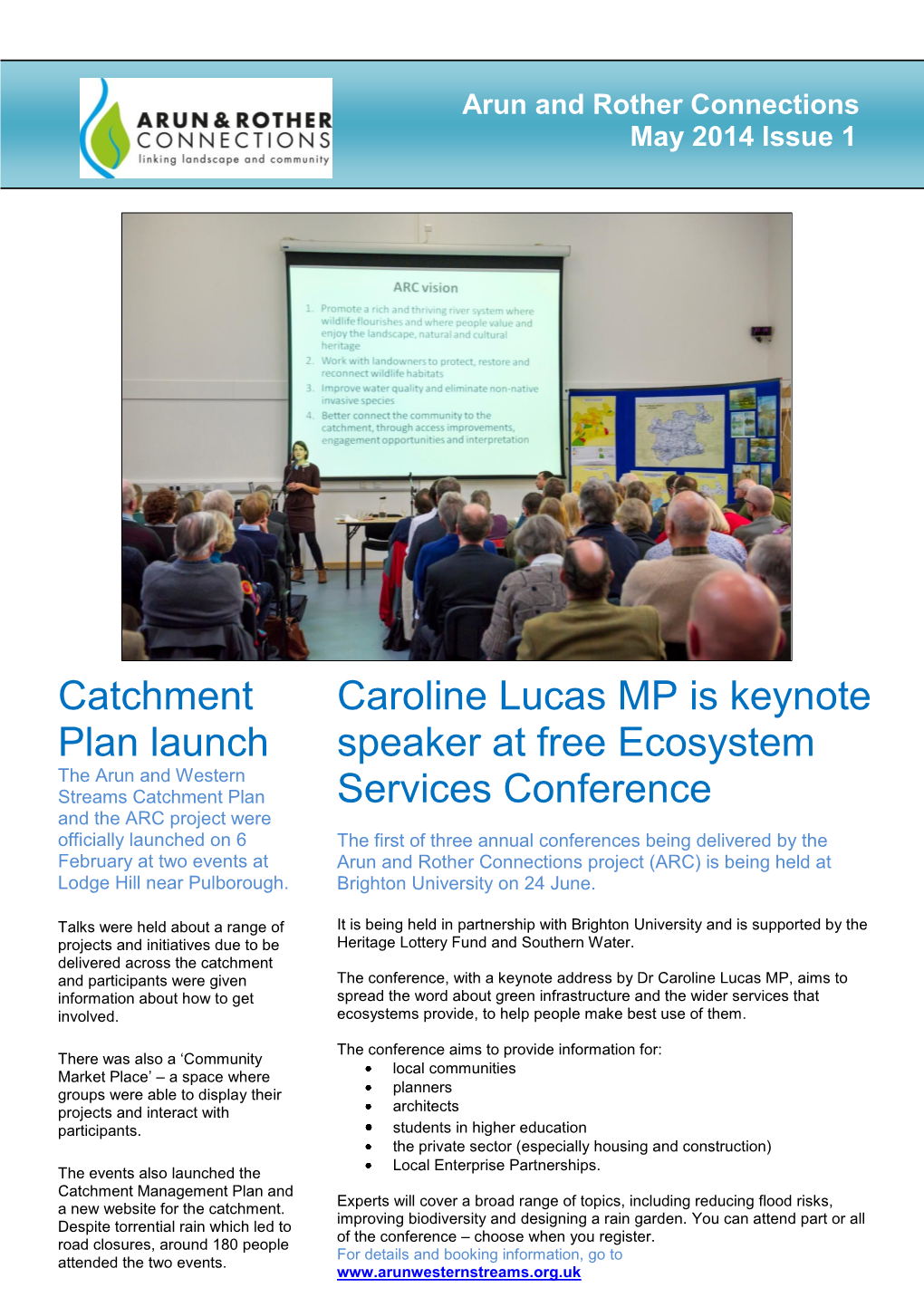 Catchment Plan Launch Caroline Lucas MP Is Keynote Speaker At