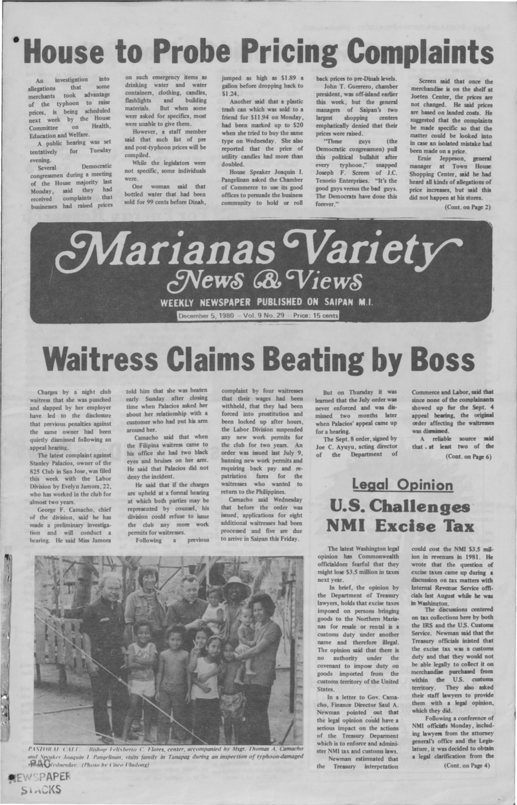 Marianas Variety Vol. 9, No. 29, 1980-12-05.Pdf