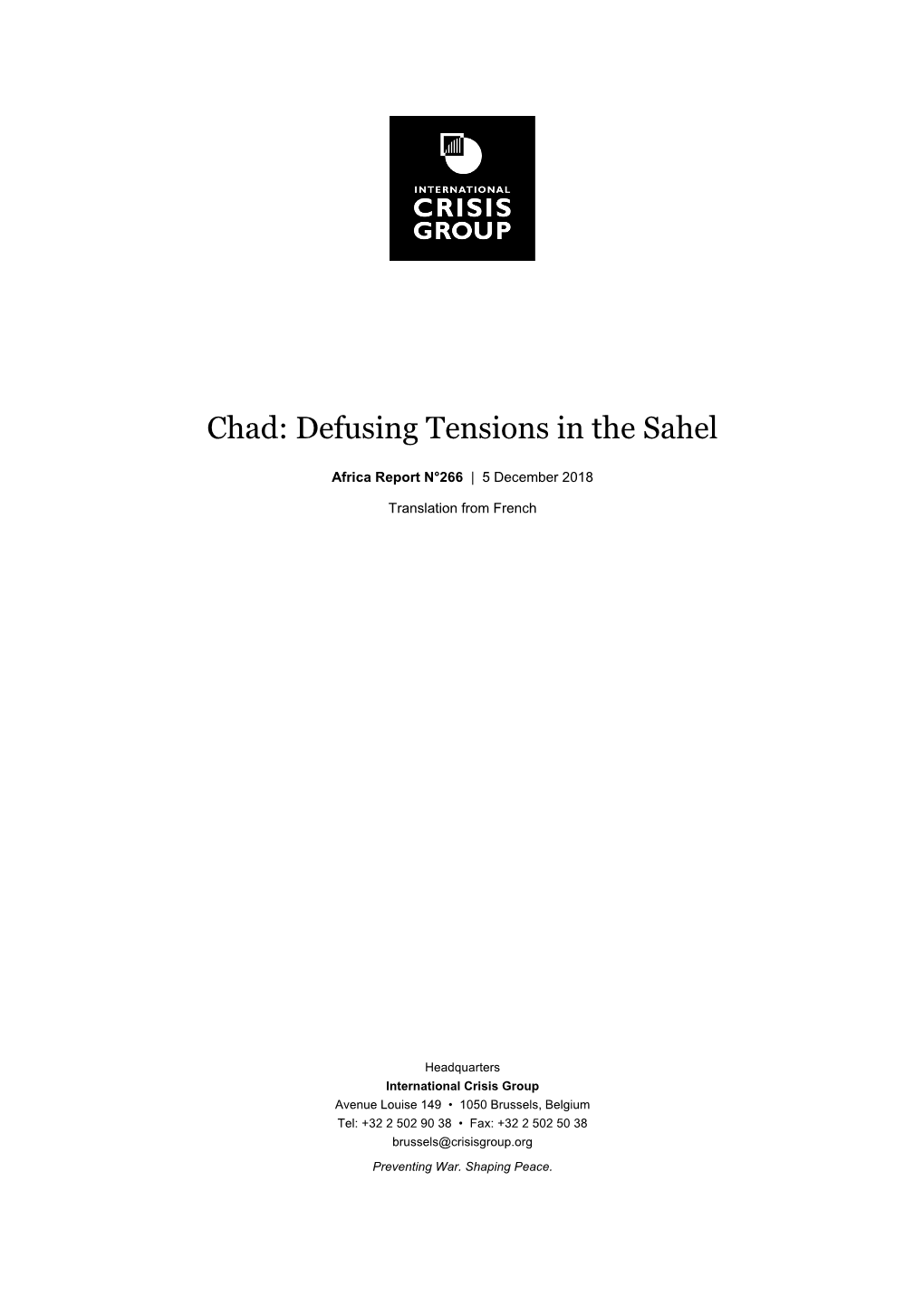 Chad: Defusing Tensions in the Sahel